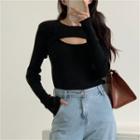 Knit Camisole Top / Cropped Long-sleeve Top