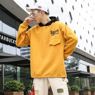 Color Block Printed Letter Hoodie