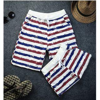 Couple Matching Striped Sweat Shorts