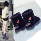 Cat Embroidered Short Snow Boots