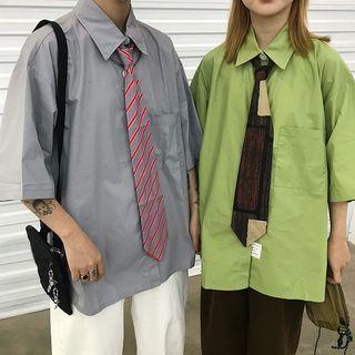 Couple Matching Elbow-sleeve Oversize Shirt