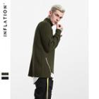 Dip-back Zipper-side High-neck Knit Sweater