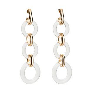 Acetate Hoop Dangle Earring 1 Pair - Gold - One Size