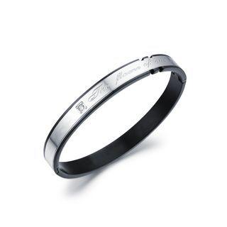 Fashion Atmospheric Plated Black Geometric Titanium Titanium Bangle With Cubic Zirconia Black - One Size
