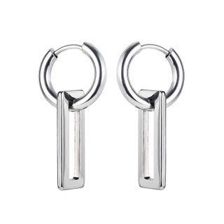 Geometric Drop Earring 1 Pair - Ge654 - Silver - One Size