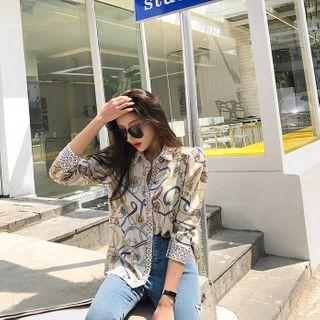 Scarf Print Satin Shirt Ivory - One Size