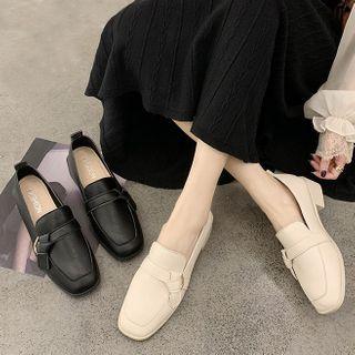 Plain Knot Block Heel Loafers