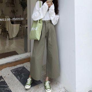 Plain Long-sleeve T-shirt / Wide Leg Pants / Midi A-line Skirt