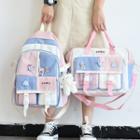 Color Block Backpack / Tote Bag / Badge / Bag Charm / Set