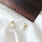 Faux Pearl Earring White Faux Peal - Gold - One Size