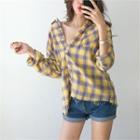 Fray-hem Plaid Shirt