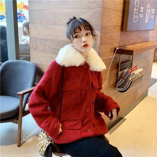 Faux Fur Collar Single-breasted Jacket