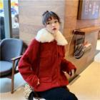 Faux Fur Collar Single-breasted Jacket