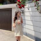 Sleeveless Pointelle-knit Dress Cream - One Size