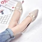 Faux Pearl Pointed Flats