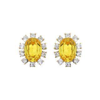 Faux Gem Oval Ear Studs One Size