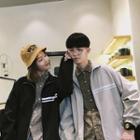 Couple Matching Stand Collar Contrast-trim Zip Jacket