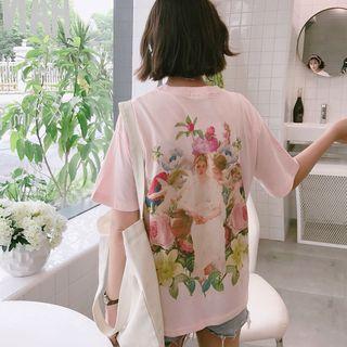Print Short-sleeve T-shirt Pink - One Size