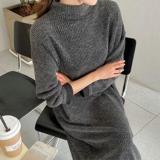 Plus Size Mockneck Maxi Ribbed Dress