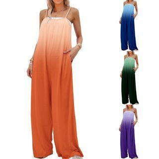 Spaghetti-strap Gradient Wide Leg Jumpsuit