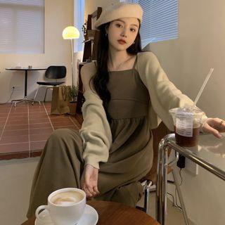 Cropped Cardigan / Sleeveless A-line Dress