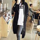 Plain Hooded Long Zip Jacket