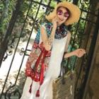 Patterned Tassel Sun Protection Scarf 04 - One Size