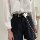 Heart Genuine Leather Belt Black - One Size