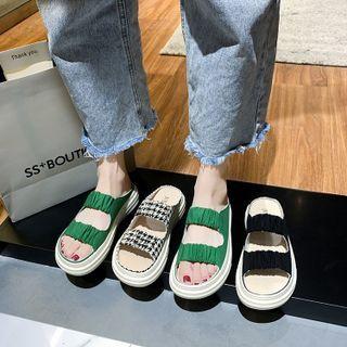 Canvas Platform Flat Slide Sandals