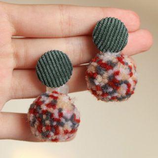 Bobble & Fabric Button Dangle Earring As Shown In Figure - One Size