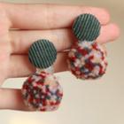 Bobble & Fabric Button Dangle Earring As Shown In Figure - One Size
