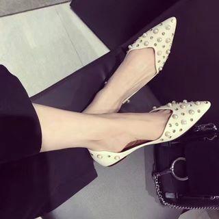 Faux Pearl Accent Pointy Flats