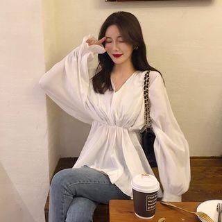 Batwing Sleeve Peplum Blouse