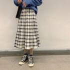 Midi Plaid Pleated Skirt As Shown In Figure - One Size