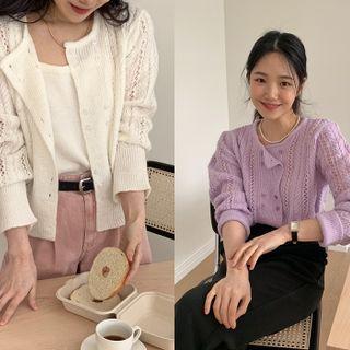 Double-button Pointelle Cardigan
