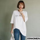 Tall Size Letter Print Elbow-sleeve Winter T-shirt