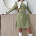 Ruffled-collar Long Sleeve Mini Dress