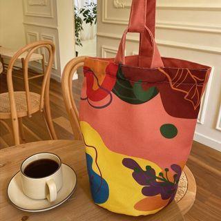 Flower Print Canvas Lunch Bag