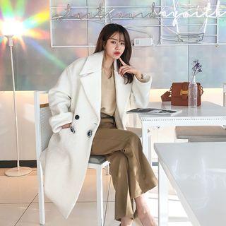 Wide-lapel Wool Blend Boucl  Coat