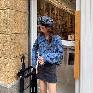 Collared Crochet Knit Top