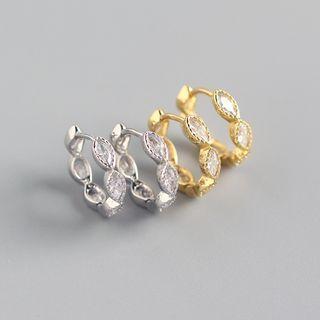 Rhinestone Sterling Silver Hoop Earring