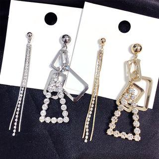 Non-matching Rhinestone Triangle Fringed Earring