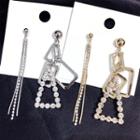 Non-matching Rhinestone Triangle Fringed Earring