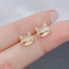Cat Rhinestone Alloy Earring 1 Pair - Gold - One Size