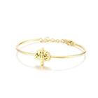 Fashion And Simple Plated Gold Tree Of Life 316l Stainless Steel Bangle Golden - One Size