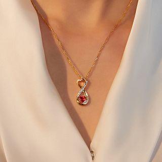 Rhinestone Heart Necklace 01-dz-235 - Gold - One Size