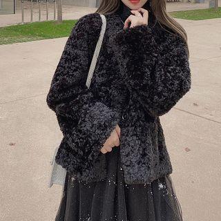 V-neck Fluffy Jacket