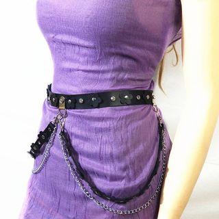 Studded Faux Leather Layered Belt