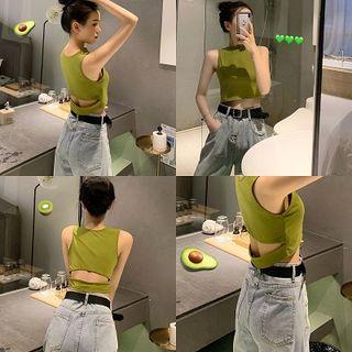 Backless Sleeveless Top Green - One Size