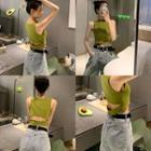 Backless Sleeveless Top Green - One Size